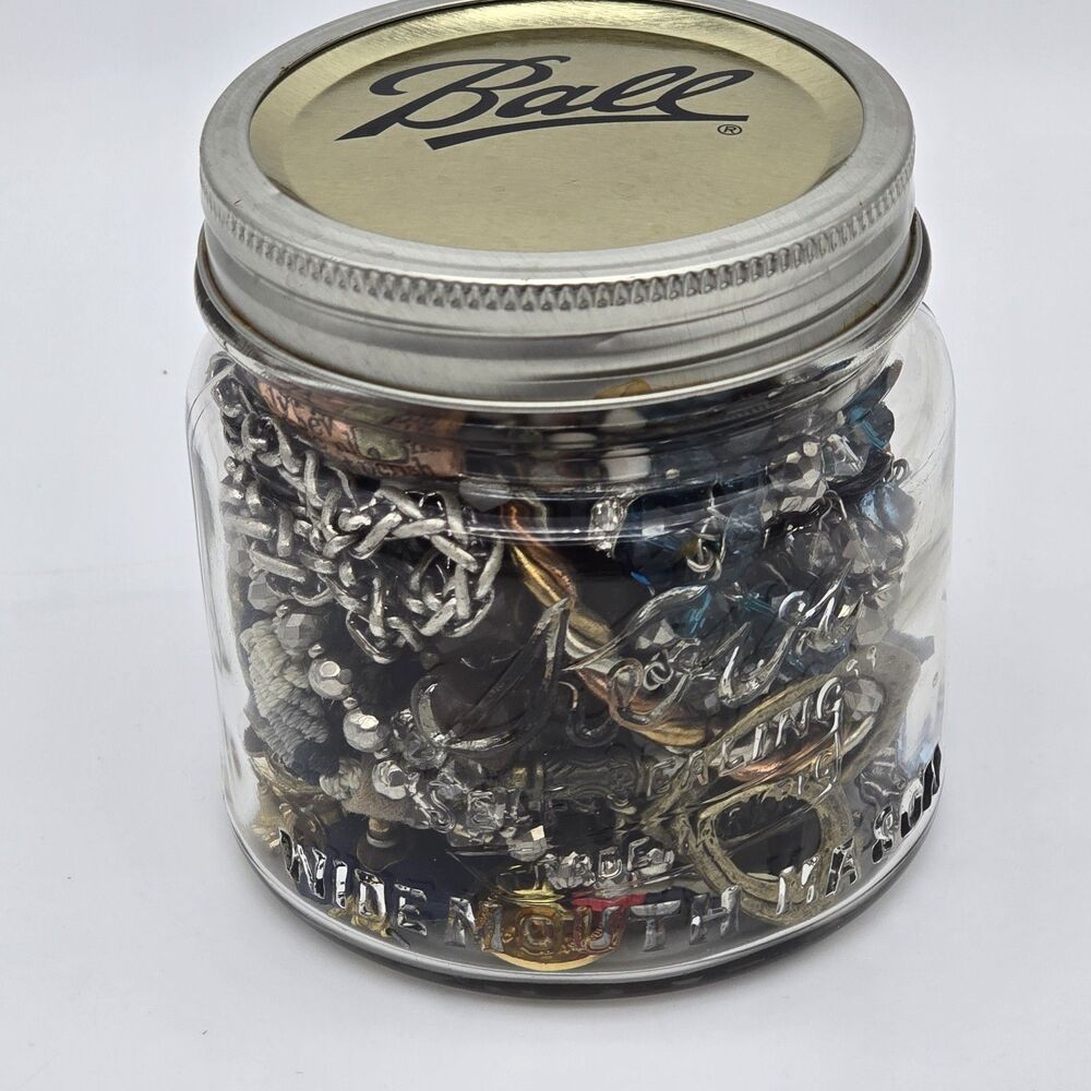 Vintage and Modern Costume Jewelry Kerr Pint Mason Jar Full - Picture 2 of 4